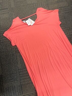 NWT LuLaRoe Macy Coral Short-Sleeve Maxi Dress Sz XL